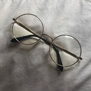 Gold circle framed glasses